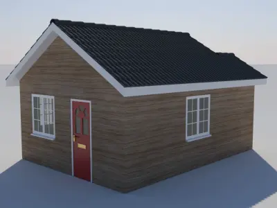 Bungalow house with door Free 3D model
