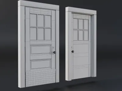 Abandoned Wooden Door Low-poly 3D model