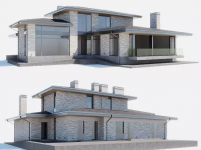 Build021 modern house 3D model
