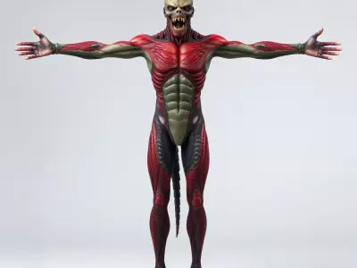 Alien Creature Model Pack with Detailed Textures Low-poly 3D model