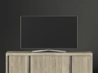 BEZIER PANEL 4-DOOR MEDIA CONSOLE 3D model