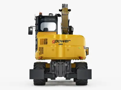 Wheeled Mini Excavator 3D model