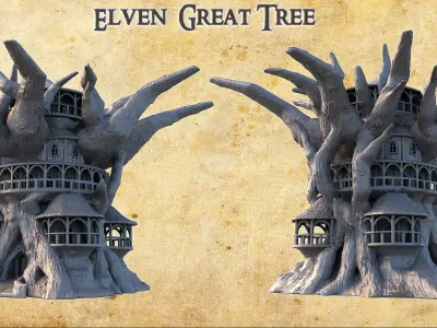 Elven Great Tree Tabletop Terrain 28 MM 3D print model