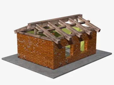 House under Construction Low-poly 3D model
