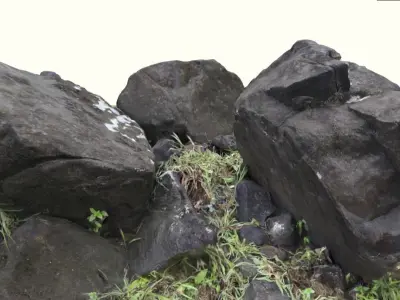 Rocks in Forest Set of 3 rocks 3D model