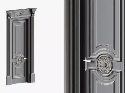 Classic style painted wooden doors 3D model