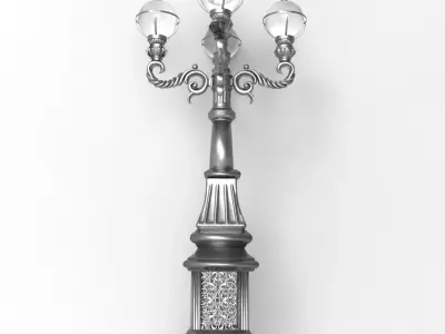Vintage Victorian Ornate Street Lamp Post 3D Model 3D model