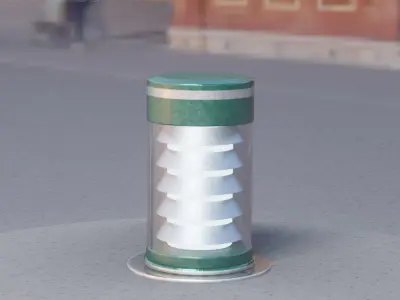 Low-Poly Moss Green Light Column 3 - Street Light Set-9 Low-poly 3D model