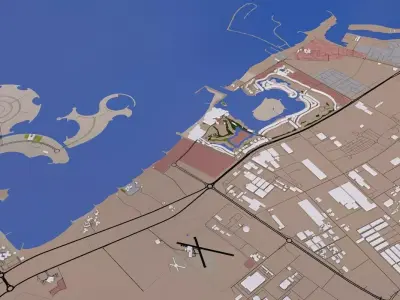 Ras al Khaimah City UAE Low-poly 3D model