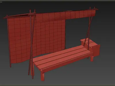 Market Stall Cotton Low-poly 3D model