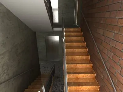 Stairs staircase in brick building Free 3D model
