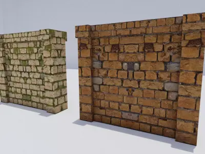 Brick wall Low-poly 3D model