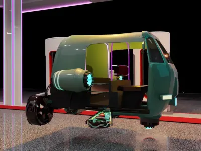 futuristic tuk tuk Low-poly 3D model