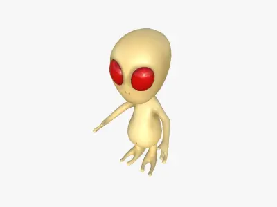 Cute Alien A03 Beige Red - Simple - Character Design Low-poly 3D model