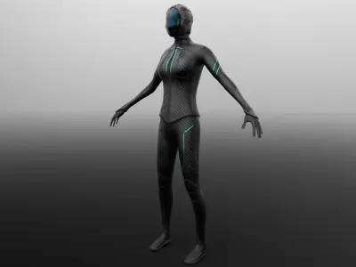 Female sci-fi suit low-poly character Low-poly 3D model