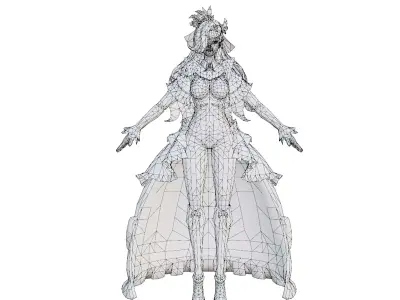 Beautiful woman Low-poly 3D model