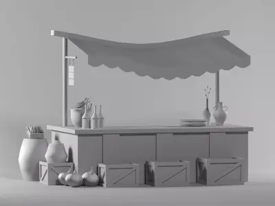 Low poly 3D modal-stall-store Low-poly 3D model