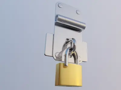 padlock and door lock Low-poly 3D model
