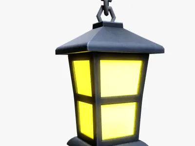 Stylized Wooden Lantern Low-poly 3D model