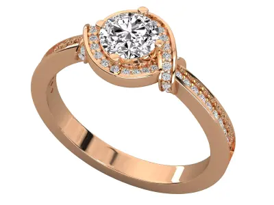 Women Light Weight Solitare Diamond Wedding Ring   32 3D print model