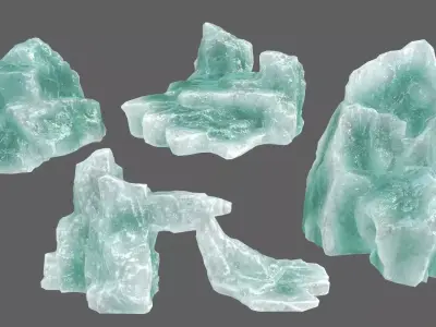 Ice Set piece of aquamarine Low-poly 3D model