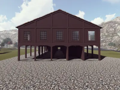 Detailed Building cocrete office  Exterior 3Dsmax - Revit Low-poly 3D model