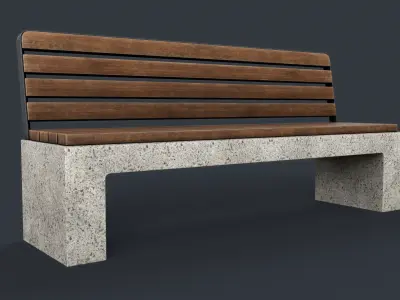 Modern Outdoor Bench 76 PBR Game Ready Low-poly 3D model