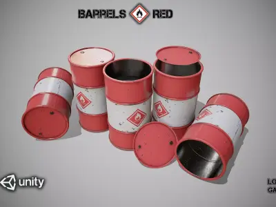 Barrels red new Low-poly 3D model