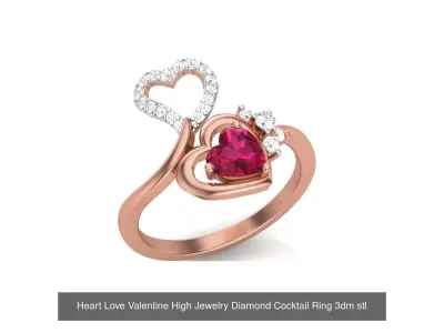 15 Heart Love Minimalist Light wt Diamond Women ring 3dm 3D Model Pack