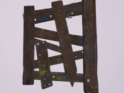 Wooden Door Destroy Low-poly 3D model