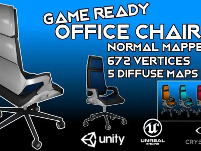 Game Optimized Stylish Office Chair Low-poly 3D model