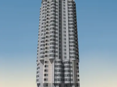 Building Lowpoly high rise apartment Low-poly 3D model