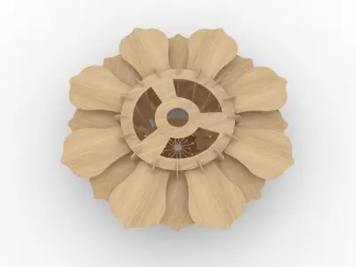 Wooden lamp with stone lotus decoration 3D model