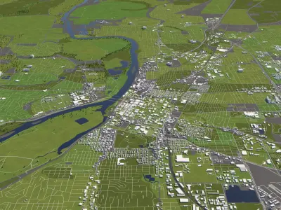 Salem Oregon USA 50x50km City Map 3D model