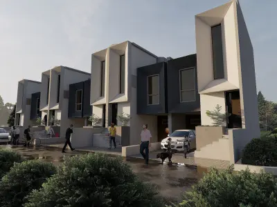 Modern House 3D Model 5 5 x 17 Meters Skp Lumion and DWG Files 3D model