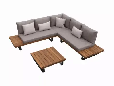 Outdoor set 5 seater corner sofa coffee table 3D model