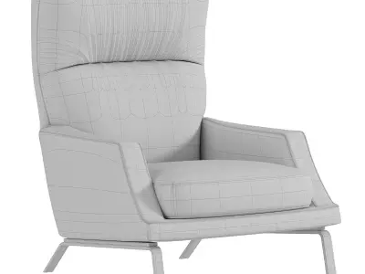 LIGHT GREY LATHER ARMCHAIR BY NATUZZI ITALIA COLLECTION 3D model