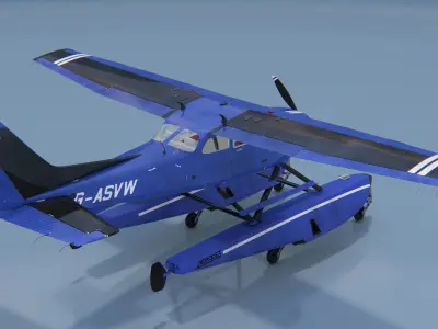  Amphibious Aircraft Cessna 172 Rigged for Maya 