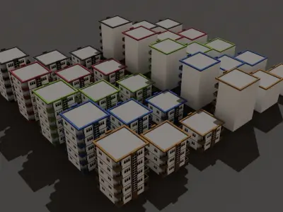 Cartoon Building Low Poly Building C 30 Variant Low-poly 3D model