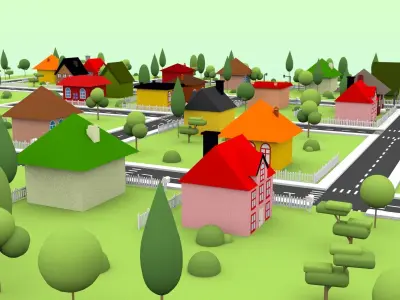 Cartoon Street 3D model