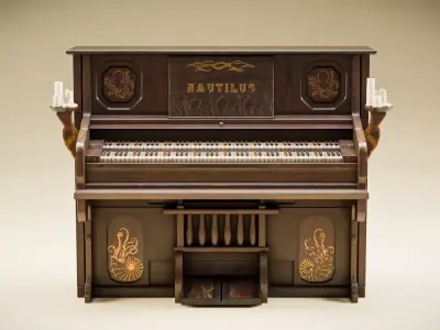 Old piano low poly 3D model Low-poly 3D model