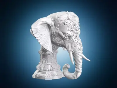 Ornate Elephant Bust Statue 3D print model