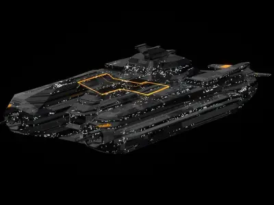 marine spaceship sci fi detailed low poly 3D Low-poly 3D model