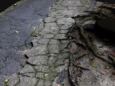 damaged concrete road cracked debris PBR photogrammetry Low-poly 3D model