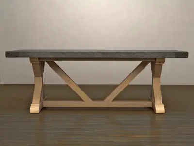 Salvaged Wood and Concrete X-Base 3D model