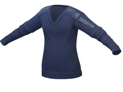 Military Sweater - Male Blue Crew V Neck Combat Jumper Low-poly 3D model