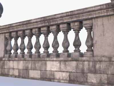 StoneBaluster0001 stone railing Low-poly 3D model