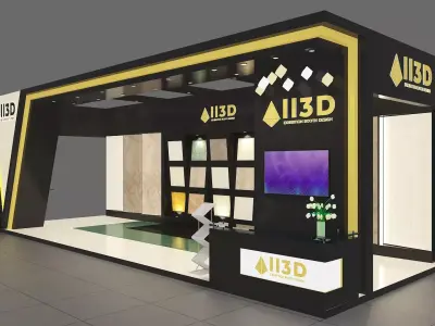 Exhibition Stand Stall Two Side Open 11X4 3D model