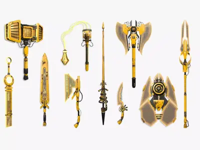 10 SciFi Weaponry H Collection - Sci Fi Weapon Design 3D Model Pack