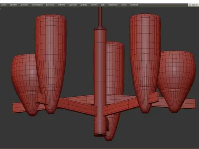 Houston 5 lamps Low-poly 3D model